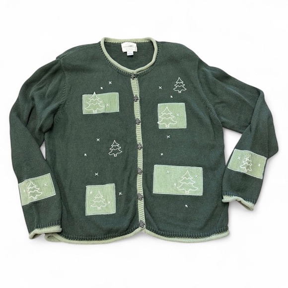 Christopher & Banks Sweaters - Christopher Banks Christmas Tree Cardigan Sweater Womens Large‎ Green Holiday